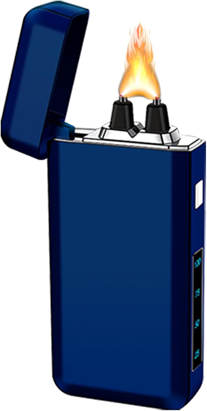 YOZWOO Electric Lighter Rechargeable Type-C Electronic Lighters Plasma Arc Lighter Windproof Lighters Big Flame Lightre with Smart Switch Fine Gift Box as The Best Gift for Friends (Ice Blue)