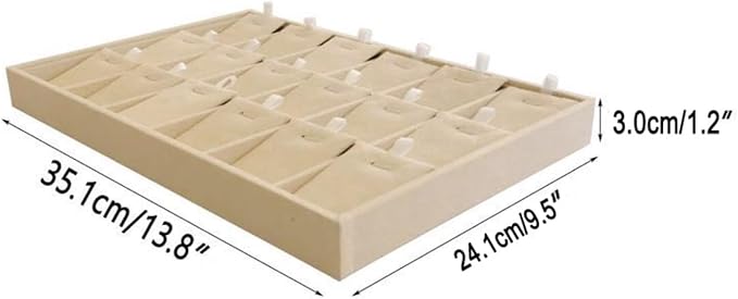 Beige Velvet Jewelry Display Box Tray Pendant Necklace Stackable Trade Show Store Multi Function (Pendants)