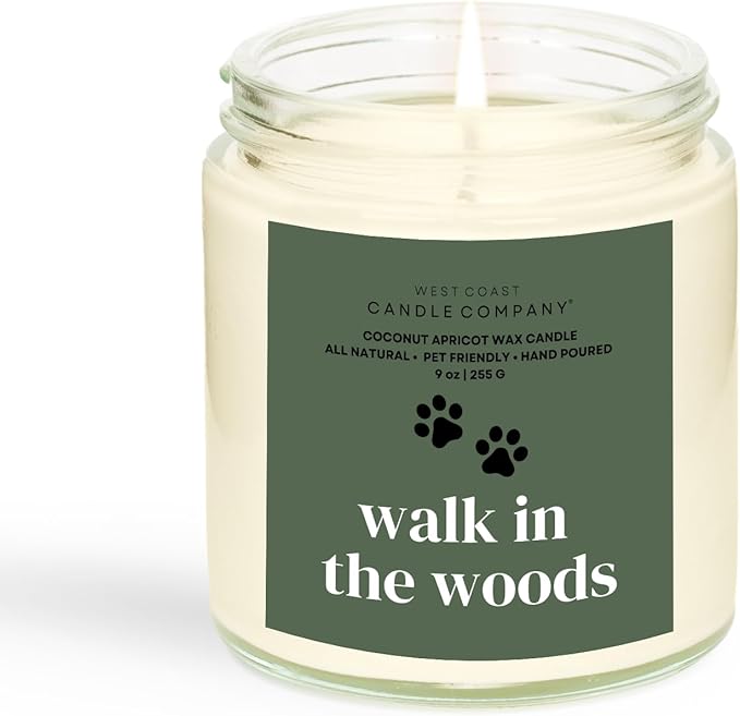 Walk in The Woods | Pet Friendly Candle | Soy-Free Coconut Apricot Wax | Clean Burning | Non-Toxic | Veterinarian Approved | Pet Odor Eliminator | Air Freshening Scented Candle | 9 oz