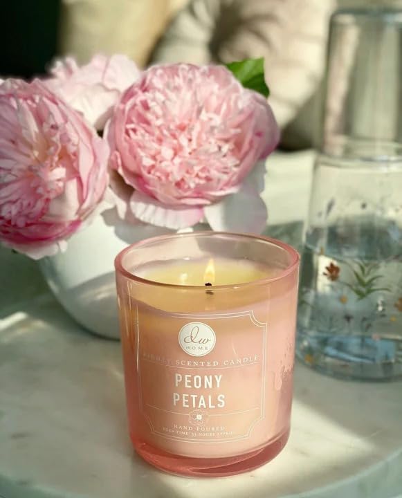 DW Home Peony Petals Scented Candle for Home, 15 oz, Large Double Wick Candle Jar, Up to 56H Burn Time, Luxury Scented Candle for Relaxation, Gifting, Home Décor