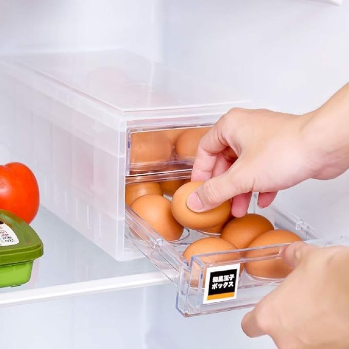 Ucarso 24 Grid Drawer Type Egg Storage Box Kitchen Tray Refrigerator Container Plastic Case Fresh Organizer