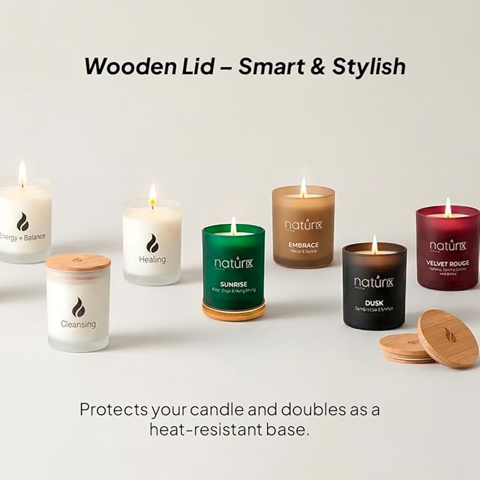 Natur IX Calming Organic Soy Scented Candles with Essential Oil | Natural Candles Non Toxic |Home, Birthday, Christmas Gifts & Aromatherapy | 50 H Burning | Lavender, Basil & Jasmine, 8.5 oz