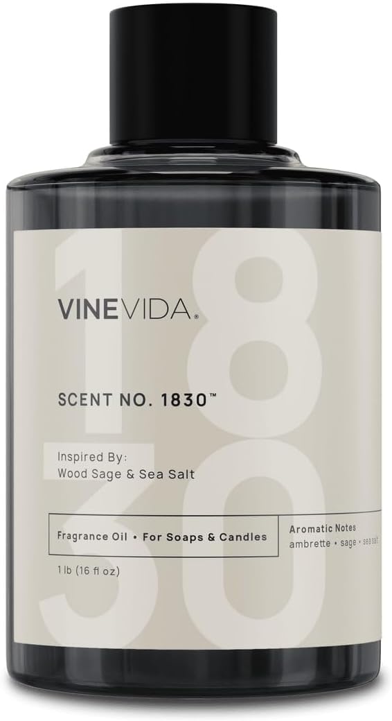 VINEVIDA [16oz] Wood Sage & Sea Salt Fragrance Oil for Candle Making - Natural Candle Oil Scents - Soap Making Essential Oil - Made in USA