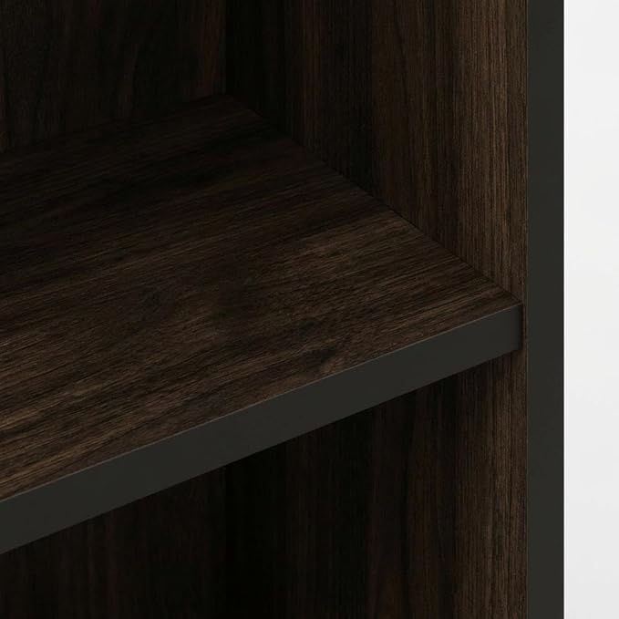Furnifact Walnut 3-Tier Adjustable Shelf Bookcase, Durable Wood, Versatile Storage, Stylish, Ideal for Home or Office