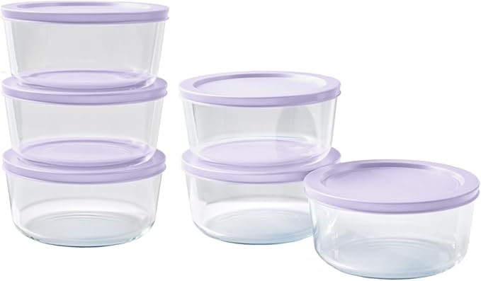 DURA LIVING 12-Piece Glass Food Storage Containers Set (6 Containers + 6 BPA-Free Lids) | 4-Cup, Leakproof | Microwave, Freezer, Oven & Dishwasher Safe | Ideal for Meal Prep & Pantry Organization