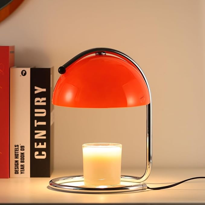 Modern Simplicity Snack Warmer lamp Suitable for Melting Candles in Large cans and Small cans lamp Candle Warmer dimmable Glass top with 2 Candle Bulbs (red)