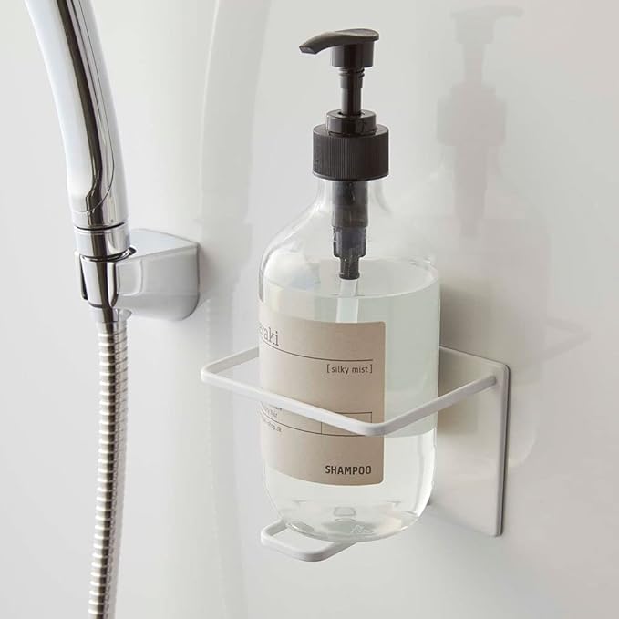 Yamazaki 5508 Magnetic Bathroom Tube & Bottle Holder, Large, White, Approx. 4.3 x 3.2 x 4.3 inches (11 x 8.2 x 11 cm), Tower Floating Storage, Shampoo, Body Soap Holder, Bathroom Storage