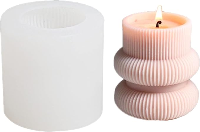 Barrel Striped Candle Silicone Mold Geometric Pillar Candle Soap Mold Fondant Chocolate Cake Baking Mould Plaster Clay Resin Epoxy Mold