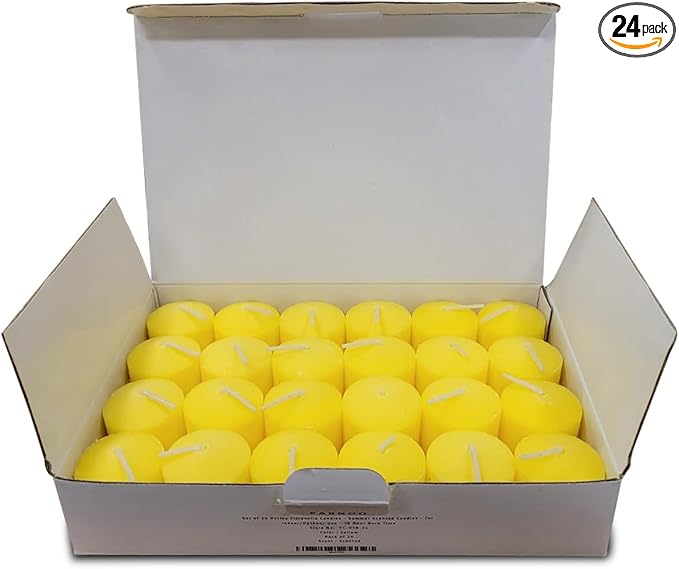 Set of 24 Votive Citronella Candles - Summer Scented Candles - for Indoor/Outdoor Use - 10 Hour Burn Time