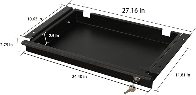 Pull-Out Desk Drawer - Office Storage Organizer Mounts Easily, Space-Saving Slide-Out drawer for Under Desk (24.4 in Internal Width)