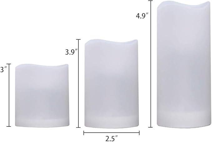 WRalwaysLX Flameless Candles with Timer, Color Changing LED Candles with Remote Control,Battery Candles Outdoor and Indoor Home Decor, Set of 3, 2.5" D X H3/4"/5" by 3AAA Batteries(not Included)