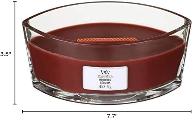 WoodWick Redwood Holiday Candle Gifts for Women and Men, 16 oz Ellipse Candle with Crackling Wick