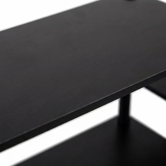 Furnifact Black Rounded Corner TV Entertainment Center, Modern Design, Composite Wood, PVC Tubes, Stylish Espresso/Black Finish, Living Room Setup