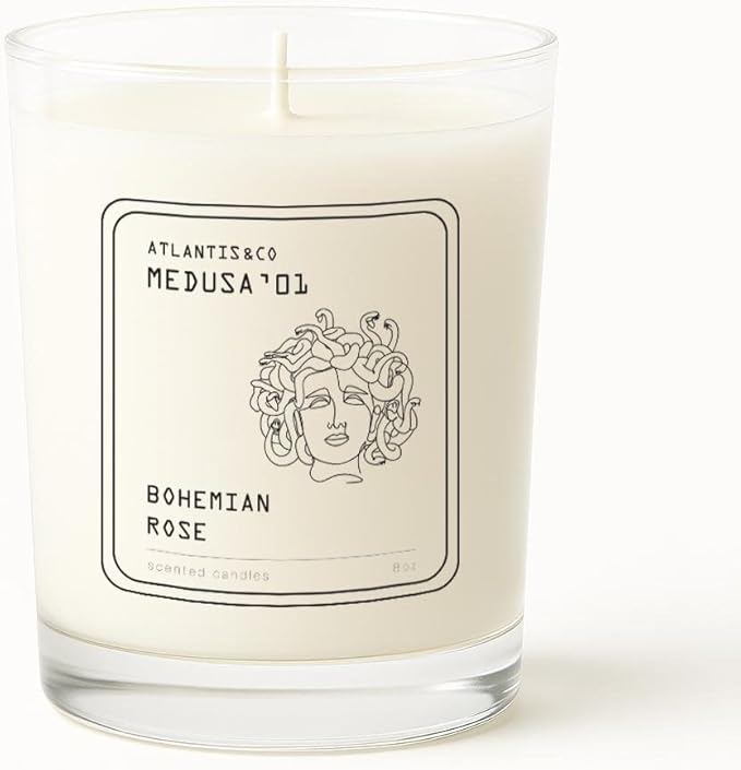 Bohemian Rose Scented Candle, 8oz Soy Jar with Long-Lasting Burn, Giftable, Holidays,Birthdays