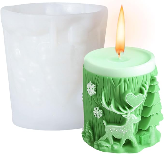 Elk Candle Moulds for Candle Making, Deer Pattern Pillar Candle Mold, Christmas Reindeer Silicone Mold for Soy Wax Candle, Aromatherapy Candle, Gypsum, Plaster, Home Decor (Elk Molds)