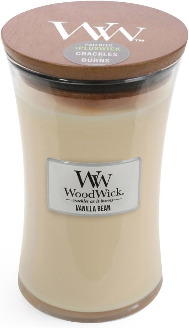 WoodWick Vanilla Bean Glass Jar Scented Candle, Large 22 oz.
