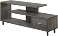 Furnifact Charcoal Gray 1-Drawer TV Stand, Wood, Contemporary Style, Honeycomb and Melamine Veneer Finish, Supports 75 lb TVs up to 65 inches
