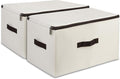 iwill CREATE PRO Folding Lidded Storage Bins with Lockable Zip & Label Pocket & Handles, Compatible for Most Closet Shelves Wardrobe Storage Organizer, Beige,2pcs