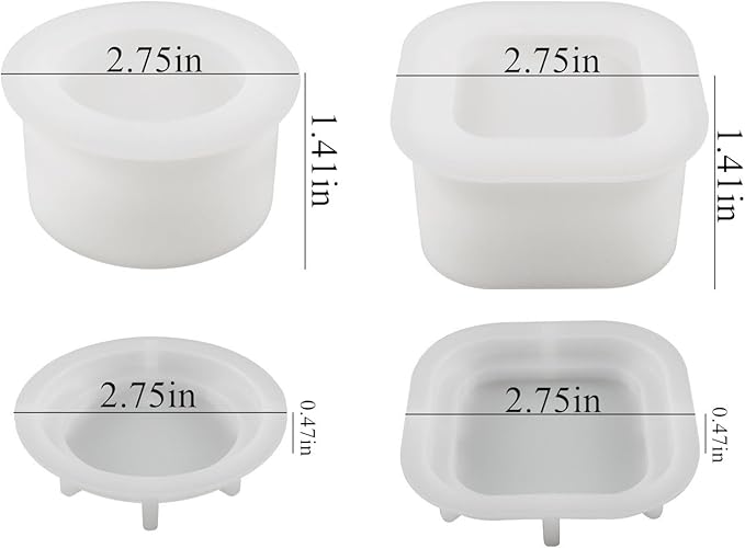 2 Sizes Candle Jar Molds, Silicone Concrete for Candle Holder with Lids, Candles Resin Mould Epoxy Resin Casting DIY for Candle Making Supplies Scented Candles Soaps Making