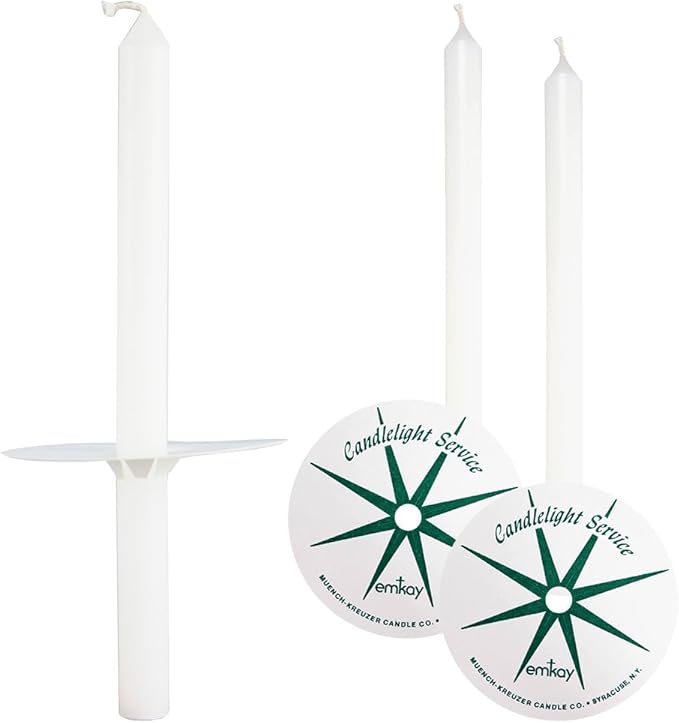 Emkay Candles Long Buring Candles With Drip Protector (100 Pack),White,1/2" x 7"