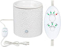 White Leaf Ceramic Candle Warmer Electric with Safety Timer | Automatic Plug in Fragrance Warmer for Scented Wax Melts, Cubes, Tarts | Air Freshener Set for Home Décor, Office, and Gifts