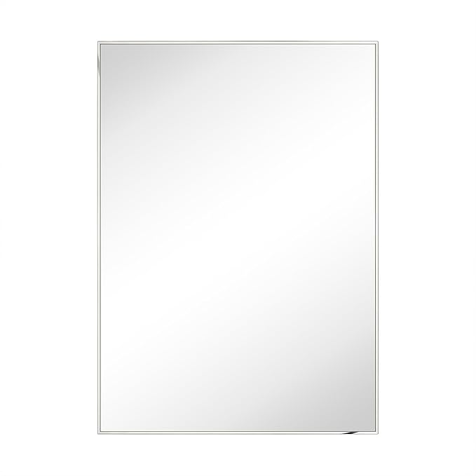 TEHOME Chrome Bathroom Vanity Mirror with Squared Corners, 20x28'' Silver Rectangle Stainless Steel Metal Framed Mirror for Bathroom