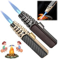 2 Packs Butane Torch Lighter, Windproof Kitchen Cooking Torch with Safety Lock & Adjustable Jet Flame, Refillable Bright Fire Blow Torch for Cooking, BBQ, Baking, Candle, Camping (Butane Not Included)
