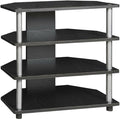 Furnifact Blackwood Easy Assembly 4-Tier Petite TV Stand, Composite Wood, Modern Design, Lightweight, Durable, Living Room Entertainment