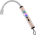 SUPRUS Electric Candle Lighter USB-C Rechargeable with Digital Battery Display Ambient Lighting Safety Switch 360° Flexible Neck Flameless Plasma Windproof Perfect for Candle BBQ Camping (Gold)