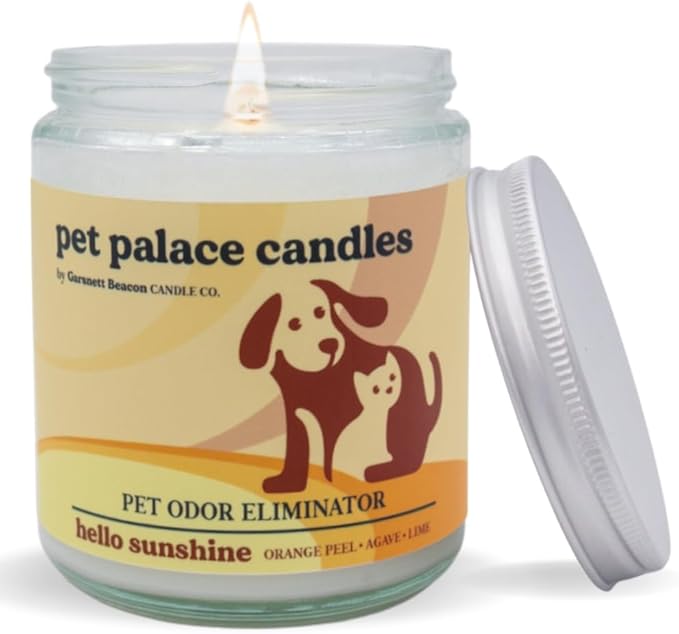 Pet Palace Candles - Odor Eliminator Candle, Incredible Scents - 100% Soy - Neutrolizer Eliminates Odors from Pets, Smoke, Urine, and More. Eco-Friendly and Non-Toxic (Hello Sunshine)