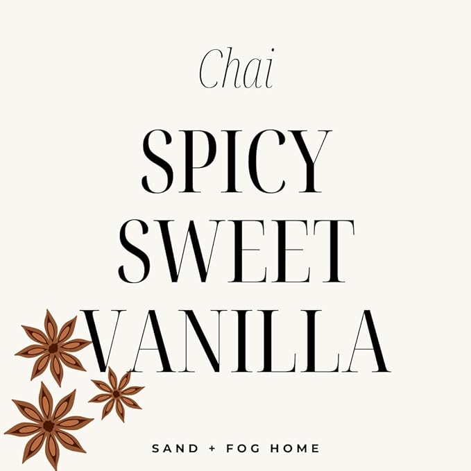 Sand + Fog Scented Candle - Chai – Additional Scents and Sizes – 100% Cotton Lead-Free Wick - Luxury Air Freshening Jar Candles - Perfect Home Decor – 12oz