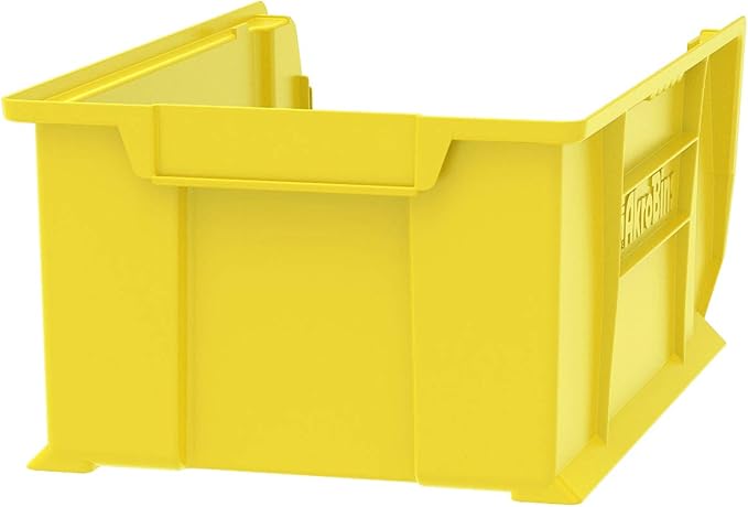 Akro-Mils 30281 Super-Size AkroBins Plastic Storage Bins, Space-Saving Stackable Bins for Garage, Classroom, Warehouse Organization, 20" L x 12" W x 8" H, Yellow, 3-Pack