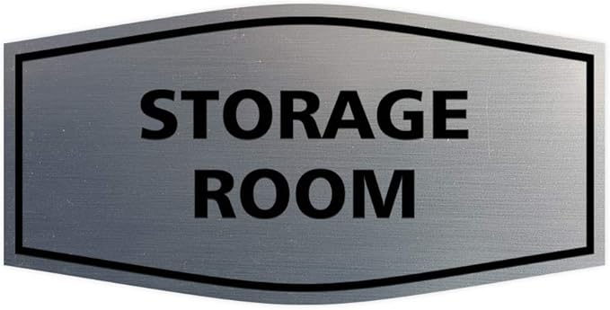 Signs ByLITA Fancy Storage Room Sign (Brushed Silver) - Medium 5 Pack