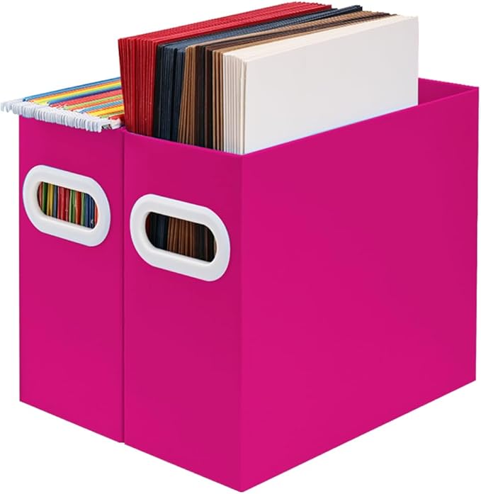 Hanging File Organizer, Cardboard File Folder Organizer for Letter Size, Desk Documents Storage Box, Portable File Folder Holder Boxes for Office, Home, School, Only Box.(2 Packs)
