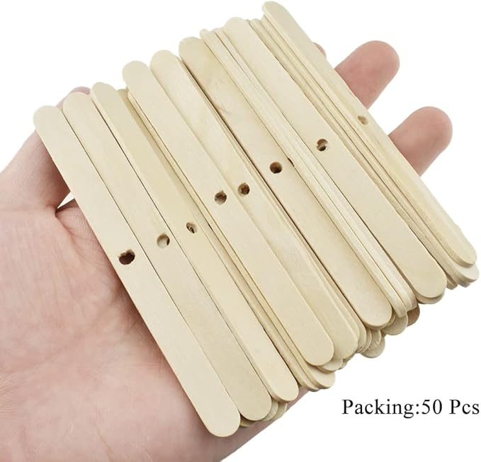 HAHIYO 50PCs Single-Hole Wood Candle Wick Centering Devices Wooden Candle Wick Holder Wick Setter Candle Wick Centering Tool for DIY Candle Making Candle Making Supplies Accessories