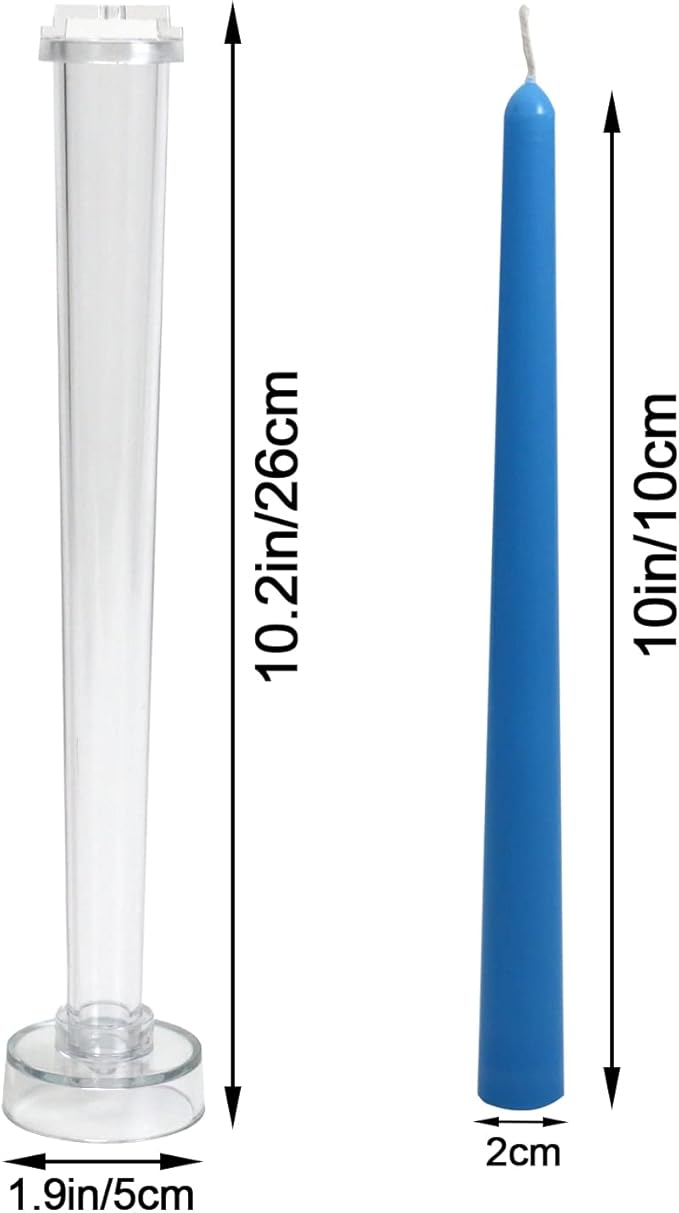 2pcs Taper Candle Mold, 10.2 Inch Clear Plastic Tapered Candlesticks Candle Molds, for Wedding, Parties, Dinner, Home Decor