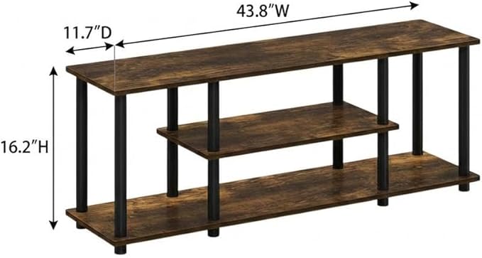 Furnifact Amber Pine/Black Wooden TV Stand with 3-Tier Open Shelves, Modern Design, Stable Construction for Living Room, Entertainment Center