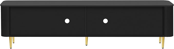 Amposei Modern TV Stand for up to 85-Inches TVs, Media Entertainment Center Console Cabinet with Storage for Living Room, Metal Legs, 78.7-Inch, Black