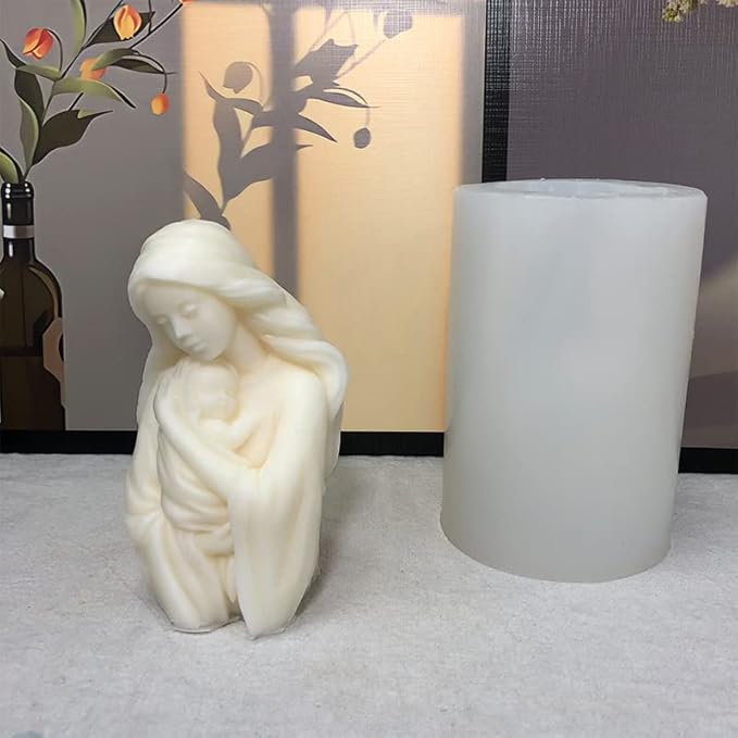 Virgin Mary Candle Mold, Silicone Mold for Religious Candle Making, Nativity Scene Candle Mold for Home Décor and Crafting