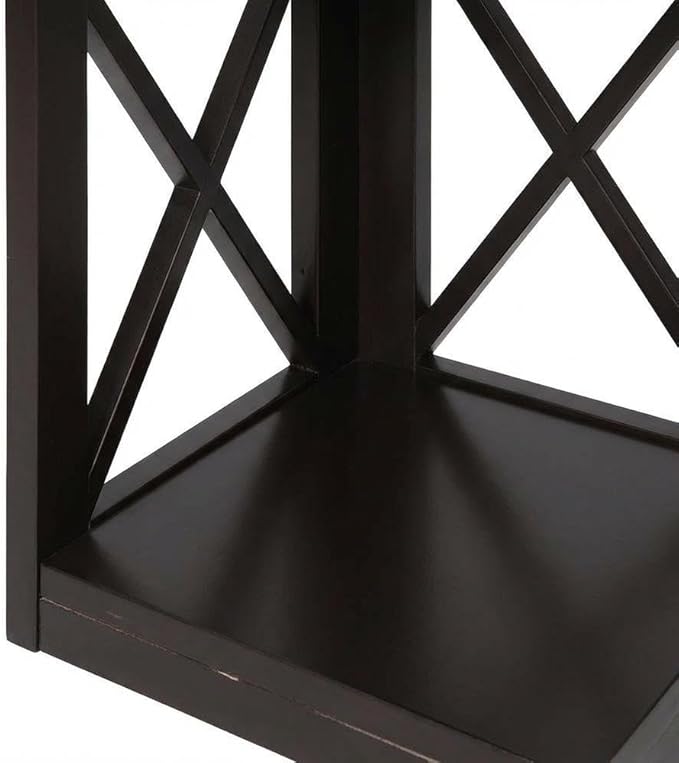 Furnifact Espresso 3 Tier Corner Bookcase with Non Lead Base Paint, Space-Saving Design, Modern Style, Durable Construction