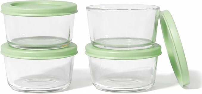 DURA LIVING 8-Piece Glass Food Storage Containers Set (4 Containers + 4 BPA-Free Lids) | 1-Cup, Leakproof | Microwave, Freezer, Oven & Dishwasher Safe | Ideal for Meal Prep & Pantry Organization