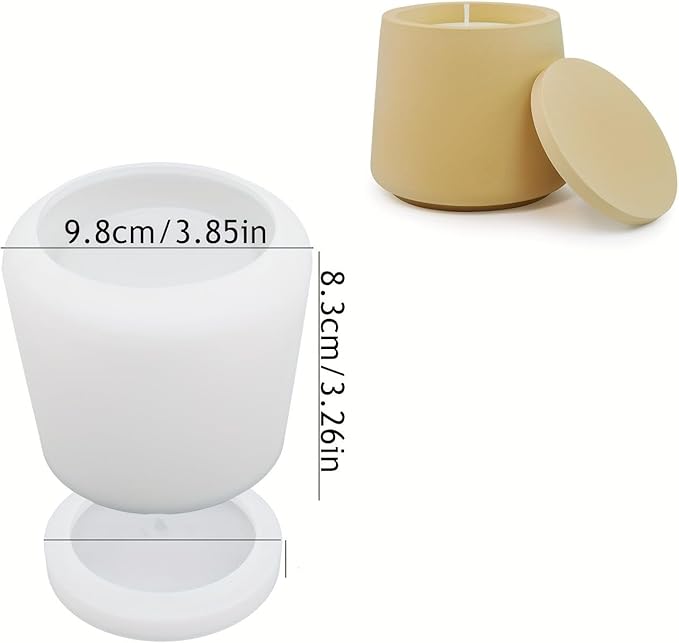 1 PC Candle Jar Molds, Silicone Concrete for Candle Holder with Lids, Candles Resin Epoxy Resin Casting DIY for Candle Making Supplies Scented Candles Soaps Making