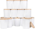 Thick Candle Jars for Making Candles 16 Pcs, 7 OZ Empty Jars with Wood Lids for Candle Making, Sample Container, Glossy White