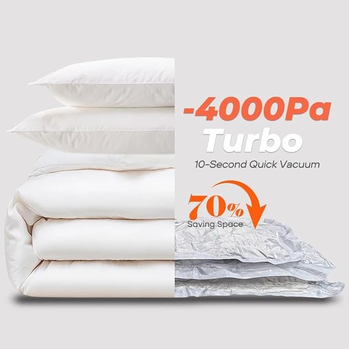 Vacbird Vacuum Seal Bags, 8 Pack 39" Vacuum Storage Bags with Rechargeable Cordless Pump for Space-Saving Compression of Clothing, Blankets, Duvets, Comforters, Pillows