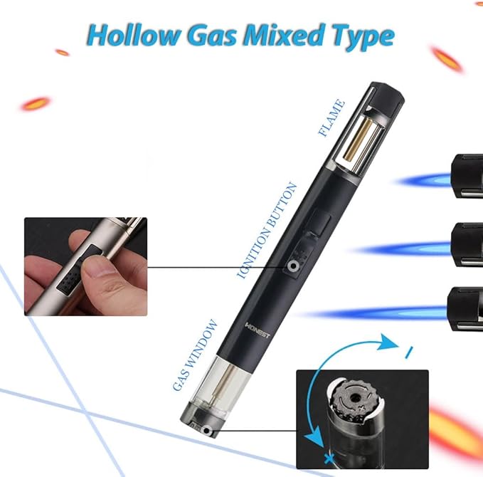 HONEST Metal Lighters Butane Refillable Single Jet Flame lighter shipped without gas (Purple)