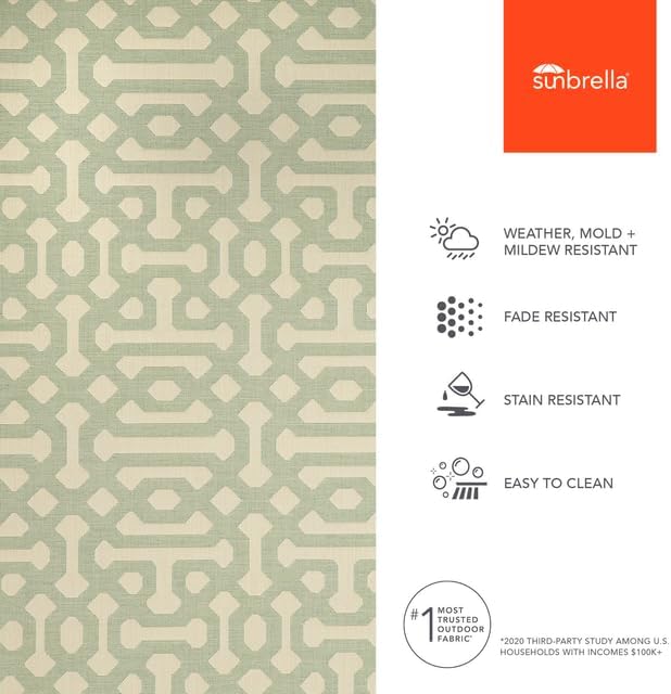 Sunbrella Outdoor Fabric by The Yard | Fretwork Mist (Geometric) | Official Sunbrella Seller | Indoor or Outdoor Upholstery Fabric for Chairs, Cushions, Drapery, Pillows, Furniture