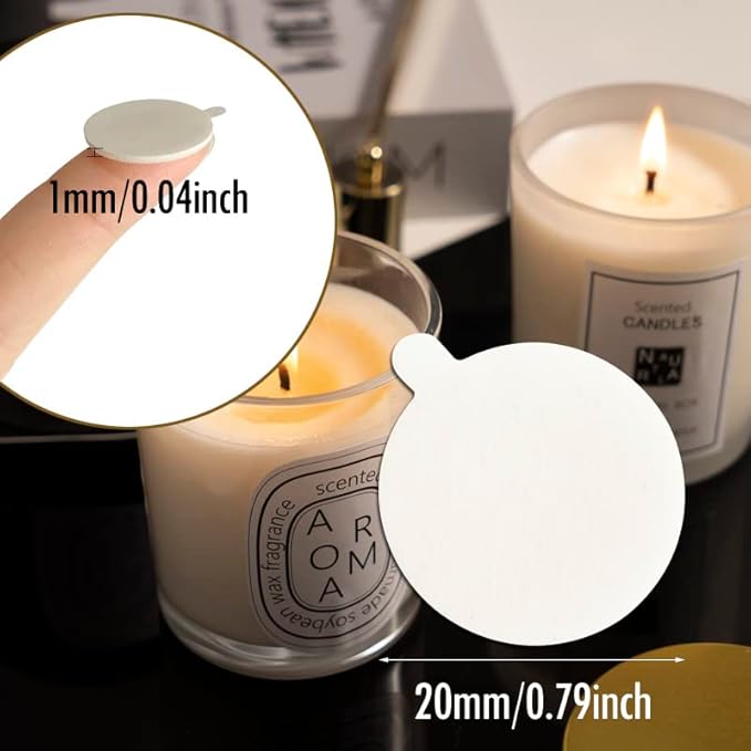 HANWER 240 PCS Double-Sided Candle Wick Stickers, Heat-Resistant Candle Stickers with The Little ‘‘Tail’’, Adhere Steady in Hot Wax Stickers for Candle Making