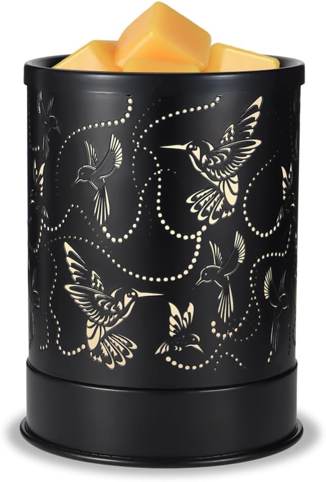 nawaza Metal Wax Melts Warmer 2-in-1 Electric Fragrance Candle Wax Melter and Wax Cubes with LED Light Aromatherapy Essential Oil Burner for Home Office Room Bedroom and Home Décor(Hummingbird Flock)