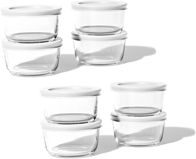 DURA LIVING 16-Piece Glass Food Storage Containers Set (8 Containers + 8 BPA-Free Lids) | 1-Cup, Leakproof | Microwave, Freezer, Oven & Dishwasher Safe | Ideal for Meal Prep & Pantry Organization