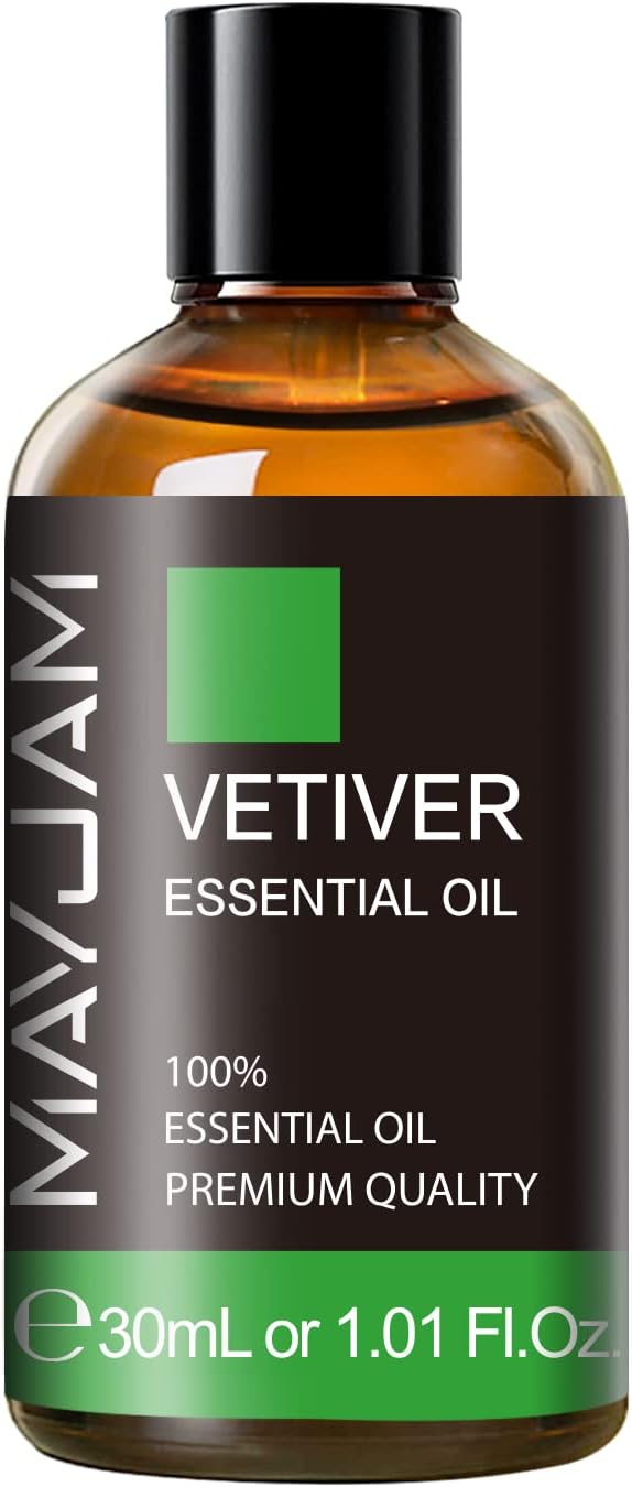 MAYJAM Vetiver Essential Oil 30ML, Pure Vetiver Oil Essential Oils for Aromatherapy, Candles, Soaps(1.01FL.OZ)